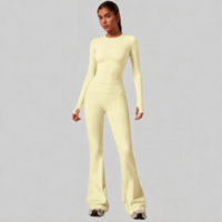 Ensembles de vêtements de sport pour femmes L-0323+0313, ensembles à manches longues et évasés, ensembles de yoga respirants, ensembles de pilates sans couture, ensembles de fitness pour la salle de sport, vêtements de sport