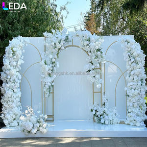 Arche de mariage en acier inoxydable plaqué or électrolytique LEDA Luxury Party Stage pour événements intérieurs et support de toile de fond - Product Image 2
