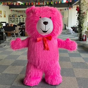 Costume de mascotte d'ours en peluche rose de personnage de dessin animé gonflable adulte unisexe bon marché pour les décorations et les fêtes d'Halloween - Product Image 4