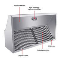 Hotte d'extraction murale en acier inoxydable 304 poli pour cuisine commerciale, capot de ventilation et d'extraction de fumée pour restaurant