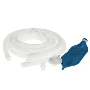 Disposable corrugated circuit 1.8m twin hose and 2L latex- free breathing bag