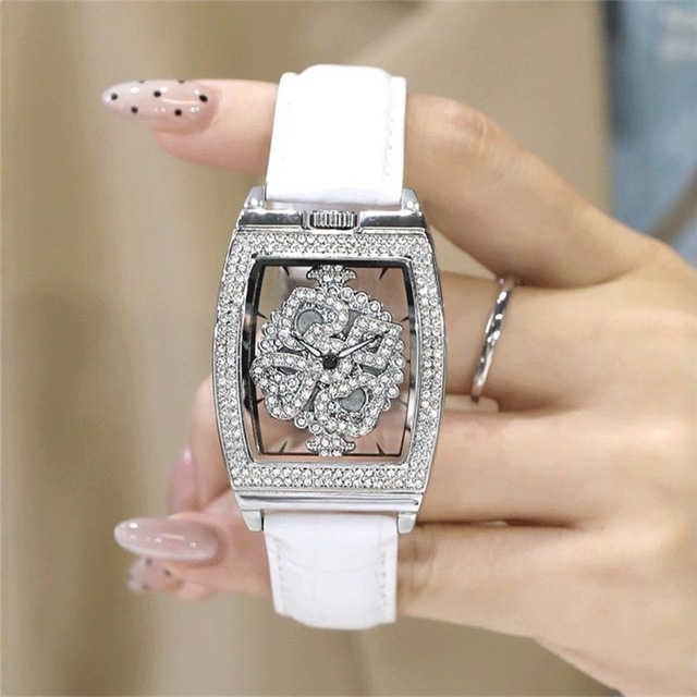 ZIDO Women's Luxury Rotating Quartz Watch Diamond Waterproof Leather Band Analog Display  Dial Alloy Fashion Watch