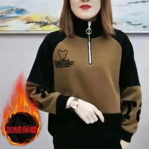 Women's Turtleneck Sweatshirt Fleece Lined Thick Warm Loose Fit Casual Autumn Winter Top - Product Image 1