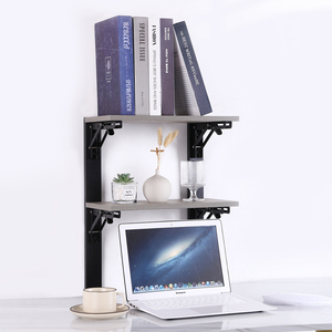 Soporte de Escritorio Plegable sin Perforaciones para Computadora, Estante Colgante de 2 Niveles con Abrazadera para Almacenamiento - Product Image 6