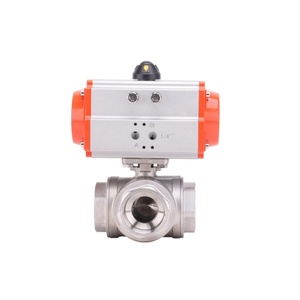 Venta Caliente de Fábrica: Válvula de Bola DN50 de 2 Pulgadas, de Tres Vías, Accionada Neumáticamente, Roscada NPT, de Acero Inoxidable SS316 - Product Image 1