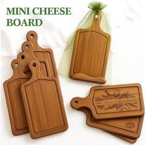 Ensemble de planches à fromage en bambou en gros, planches de service et de découpe en bois, <span class=keywords><strong>mini</strong></span> planches à charcuterie avec poignée, plateau à collations, pain et fruits avec logo - Product Image 5