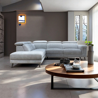 Canapé Sectionnel d'Angle en Forme de L de Gros 4 Places avec Appuie-Tête Électrique Réglable, Recliner Manuel en Tissu et Chargement USB