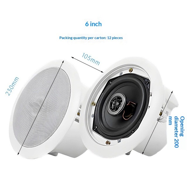Stereo High Fidelity Ceiling Speaker 6.5" Fixed Pressures Wireless Two-way Audio Crossover Radio Corridor Background Music