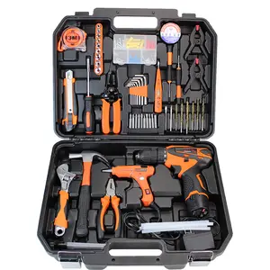 Household Wood Working Tool Power Tools Box Set with Lithium Electric Drill Electronic Tool Set Repair Kit