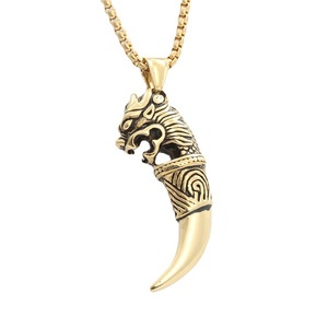 Men's Stainless Steel Lion <b>Head</b> Pendant Necklace Animal Shape Retro Punk <b>Style</b> Geometric Design For Fashion Jewelry - Product Image 3