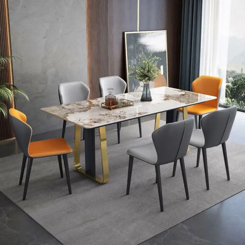 Luce italiana lusso personalizzato 180Cm pietra di roccia tavolo e sedia moderno semplice salotto tavolo mobili