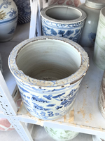 Pot de fleur en porcelaine bleue et blanche antique de Chine avec porte-stylo vase de table en céramique de style ancien canard mandarin et lotus