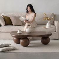 Table basse de haute qualité en forme de nuage irrégulière, meuble de salon bas avec finition en bois MDF et travertin, table d'appoint