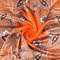 Écharpes en soie imitation pour femmes, 90 cm, écharpes imprimées de fleurs de cajou, écharpes carrées en satin de luxe, marques célèbres, hijabs