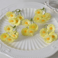 Kepala Bunga Daisy Mini Buatan dari Kain Sutra, Bunga Chamomile untuk Aksesoris Rambut DIY, Buket Pernikahan & Dekorasi Rumah