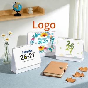X418 2026 Custom Printing Fancy Paper Flip Desk Table <b>Calendar</b> Coil Binding Customized Enterprise Logo <b>Calendar</b> - Product Image 1