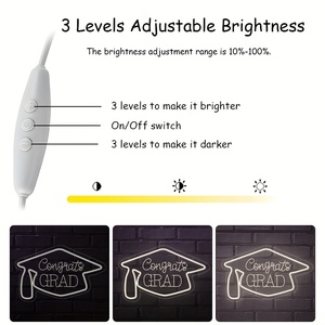 Congrats Grad segno al Neon bianco segno LED luce al Neon per la classe di festa di compleanno evento festa Grad decorazione della parete - Product Image 6
