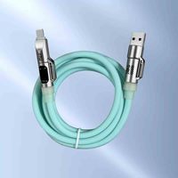 Cable de Datos de Carga Súper Rápida 4 en 1 de Silicona Líquida de 240 W con Pantalla Digital Inteligente