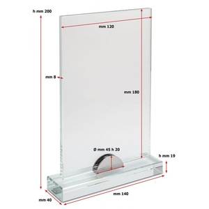 Verre rectangulaire 180x120x8mm avec base pour trophées, médailles et plaques - Product Image 3