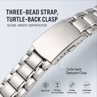 Bracelet de remplacement universel en acier inoxydable brossé effet miroir à 5 maillons, hypoallergénique, léger et résistant à l'usure pour montres de business