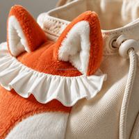 Sac de transport personnalisé pour animaux de compagnie en toile, sac fourre-tout pour chien, sac à bandoulière en peluche renard 3D avec col volanté, pour chiot et chaton, idéal pour les voyages, vente en gros, OEM