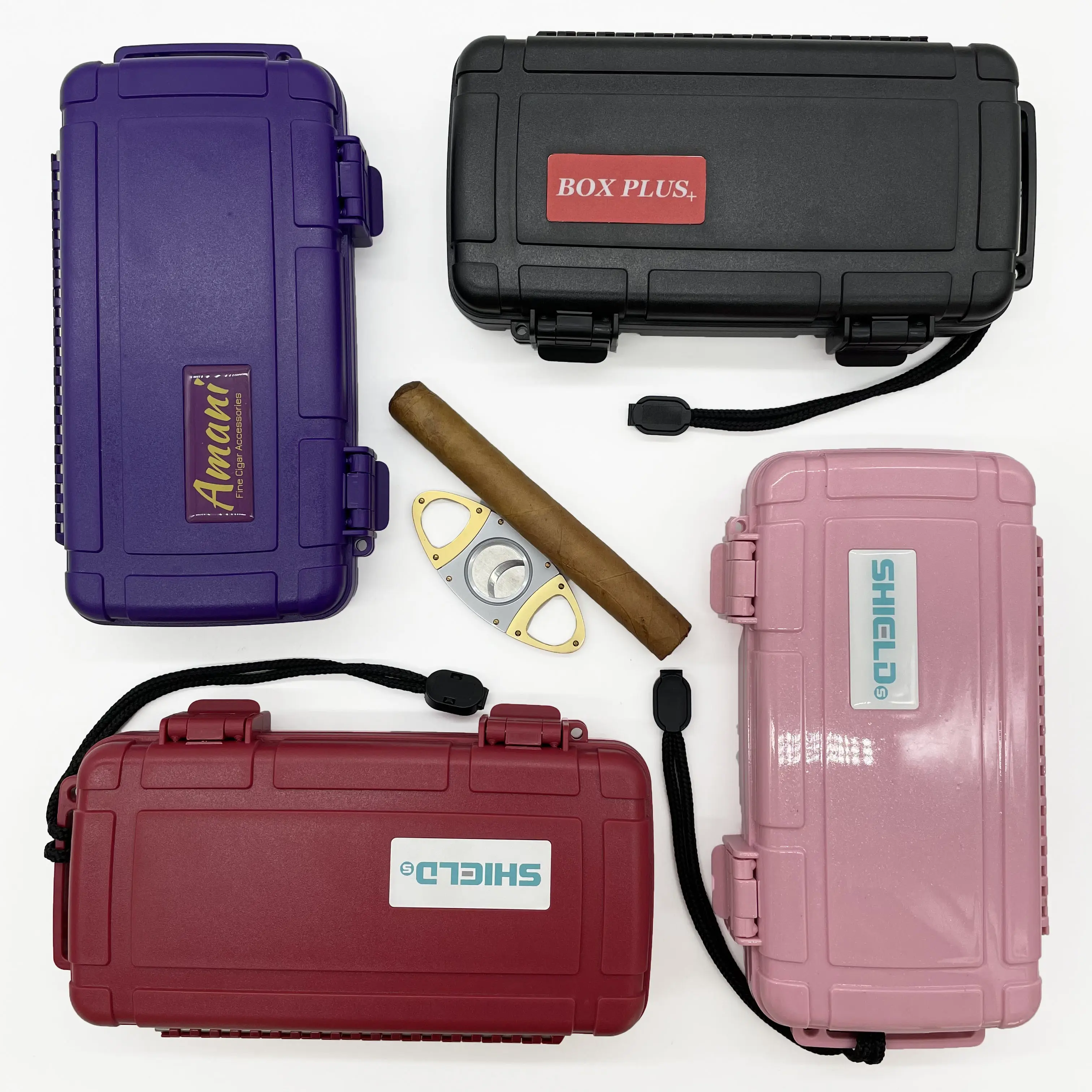 Focus-allume cigares Portable et haut de gamme avec briquet, étui de protection rigide de voyage, humidificateur avec briquet