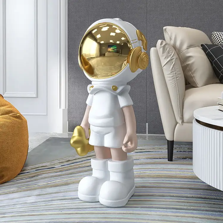 Cartoon Style Spaceman Sculpture Creative Light Luxury Cosmonaute Deco Unique Astronautas Accesorios Living Room Dekoration