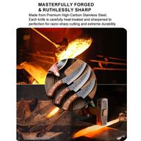 Couteau de Chef Multifonctionnel Forgé à la Main, Robuste, Courbé, pour Désosser et Trancher, avec Lame Martelée et Manche en Bois Pakka