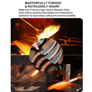 Cuchillo de Cocina Multifuncional Forjado a Mano, Cuchillo de Carnicero Curvo de Alta Resistencia con Hoja de Martillo y Mango de Madera Pakka - Product Image 2