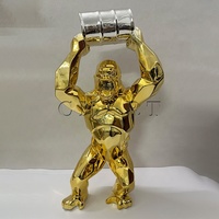 Statue de gorille Kong de boxeur, peinte à la main, en chrome doré, motif géométrique orang-outan, cœur de gorille, pour sculpture artistique, modèle d'amour