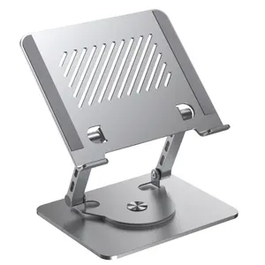 Suporte de mesa para laptop em liga de alumínio dobrável ajustável com base de rolamento 360 Suporte para laptop de 17 polegadas