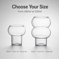 Verre à vin sans pied 280ml 530ml en verre borosilicate transparent rond pour whisky, jus, cocktail, bar à domicile, fête, vente en gros, personnalisé