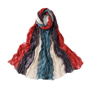 Graduated Color Crinkled Viscose Long Scarf Women Lightweight Soft Breathable Spring Autumn <b>Wrap</b> <b>Shawl</b> - Product Image 5