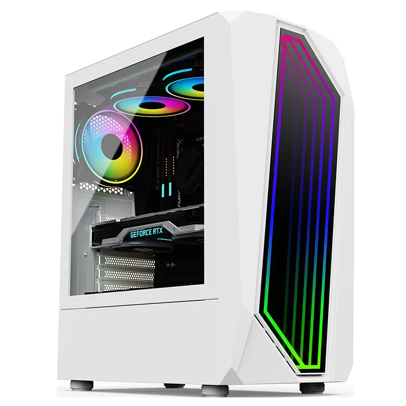 Factory New Aluminum ATX Tower Case Gaming PC Desktop Cabinet with Tempered Glass RGB Fans Audio Port USB 3.0 Enhanced Cooling