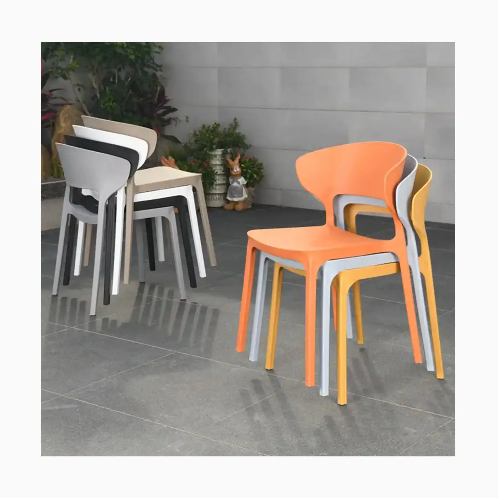 [ZUOAN IMPRESSIVE]Colorful Plastic Stackable Chair Leisure Coffee Shop Chairs Indoor Outdoor Furniture Set