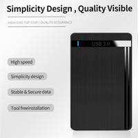 Boîtier externe pour disque dur/SSD SATA III USB 3.0 haute vitesse TISHRIC 2,5 pouces avec boîtier en plastique noir brossé