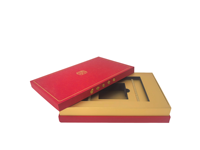 Boîtes rigides rouges personnalisées avec logo en feuille d'or, couvercle à charnière, double porte, tiroirs multiples, en carton recyclable, pour montres, avec doublure en éponge