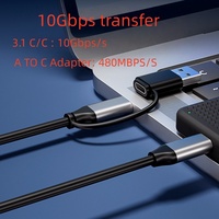 Cable DFX 2 en 1 USB 3.1 Tipo-C a C de 1M con Adaptador USB-A, Carga Rápida de Alta Velocidad para MacBook, Teléfono Móvil, Laptop, Hub