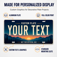 Placa de Matrícula Personalizada de Aluminio de 12x6 Pulgadas, Texto Personalizado Impreso a Todo Color, Letrero Decorativo para Automóvil