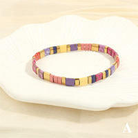 Bracelet fait main personnalisé en perles Bracelet de Bohème Géométrique Coloré Peinture Élastique pour Femmes Cadeau