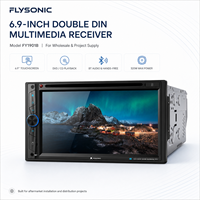 Autoradio Flysonic 6,9 pouces double DIN avec lecteur DVD, écran tactile, Bluetooth mains libres, USB, SD, AUX, Mirror Link et entrée caméra de recul