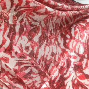 Nuovo arrivo Stretch Animal Print 5MM paillettes ricamo tessuto in velluto per abbigliamento