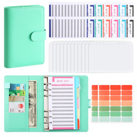 Reliure à anneaux en cuir PU A6 Macaron, reliure à feuilles mobiles rechargeable, planificateur de budget, journal avec enveloppes pour l'argent pour économiser de l'argent