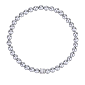 Bracelet populaire rétro de créateur en alliage plaqué platine, vintage, gris et blanc, perlé, fait main, tendance pour femmes - Product Image 1