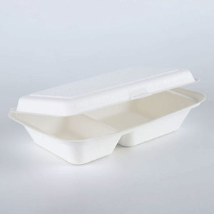 100% Phân Hủy Sinh Học Dùng Một Lần Takeaway 2 Ngăn Hộp Ăn Trưa Vỏ Sò - Product Image 3