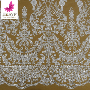 新しい到着フランスの女性のウェディングドレススパンコール付きビーズブライダルレース生地卸売価格HY2009-1 - Product Image 1