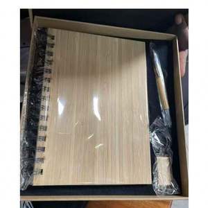 Eco-Friendly A5 Spiral Bound Planner Bamboo Cover Notebook School <b>Gift</b> <b>Set</b> Promotion for Graduation and Christmas Business Use - Product Image 1