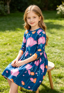 <span class=keywords><strong>Robe</strong></span> tourbillonnante à poches motif <span class=keywords><strong>coquelicot</strong></span> pour bébés filles, style boutique, prix d'usine, vente chaude - Product Image 2