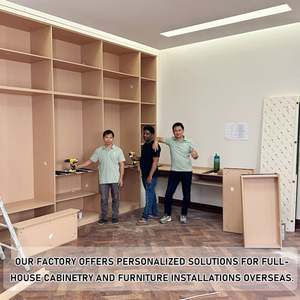 Îlot de cuisine moderne minimaliste de luxe, armoire sur mesure en panneau mélaminé, tiroirs à fermeture amortie, plan de travail en granit, évier pour appartements - Product Image 2