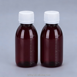 Bottiglia farmaceutica dello sciroppo di tosse delle bottiglie di plastica dell'ambra dell'animale domestico 100ml per liquido con il cappuccio della prova del bambino - Product Image 2
